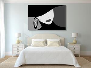 Kép vagány hölgy kapalban fekete fehérben