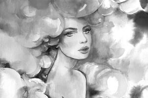Kép bájos női szepség fekete fehérben