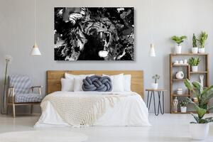 Kép tigris fej fekete fehérben