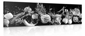 Kép organikus gyümölcs és zöldség fekete fehérben