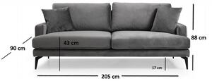 Papira szürke háromszemélyes kanapé