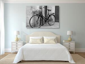 Kép falusias bicikli fekete fehérben - 60x40