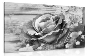 Kép vintage rózsa fekete fehérben