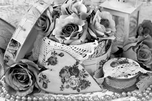 Kép romantikus vintage stílus fekete fehérben