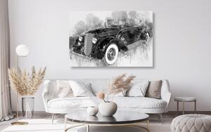 Kép történelmi retró autó fekete fehérben