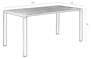 Fehér fém kerti étkezőasztal ZUIVER VONDEL 214 X 97 cm