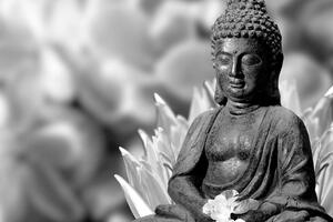 Kép Buddha fekete fehérben