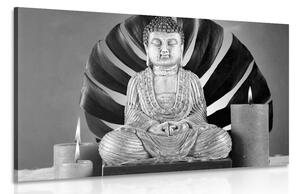 Kép Buddha pihenő csendéletben fekete fehérben