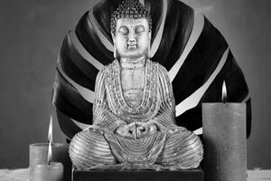 Kép Buddha pihenő csendéletben fekete fehérben