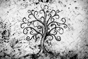 Kép életfa szimbólum strukturált háttéren fekete fehérben