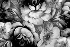Kép a virágok impresszionista élete fekete fehérben