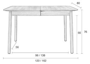 Diófa összecsukható étkezőasztal ZUIVER GLIMPS 120/162 x 80 cm