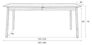 Diófa összecsukható étkezőasztal ZUIVER GLIMPS 180/240 x 90 cm