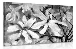 Kép virágzó akvarell fa fekete fehérben