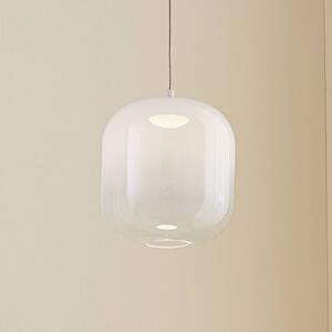 Lucande LED-es függőlámpa Avelina, Ø 14cm, 1-lámpás, fekete, Fehér / opál, Nappali / Étkező, Üveg, Modern
