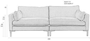 Barna szövet háromszemélyes kanapé ZUIVER SUMMER 230 cm