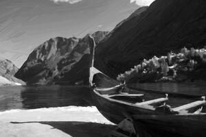 Kép viking hajó fekete fehérben