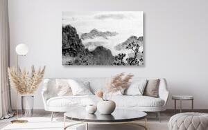 Kép kínai természet fekete fehérben