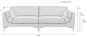 Barna szövet háromszemélyes kanapé ZUIVER BALCONY 256 cm