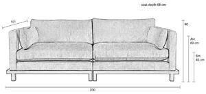 Barna szövet háromszemélyes kanapé ZUIVER Blossom 230 cm