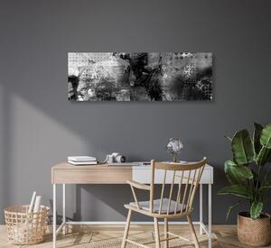 Kép modern média festmény fekete fehérben - 120x40