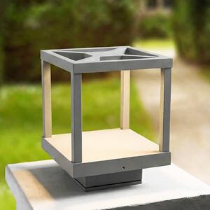 Lucande LED talapzati világítás Lealan, szürke, fém, 23 cm, IP54, Alu / szürke / cink, Alumínium, Modern