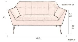 Rózsaszín bársony kétüléses kanapé DUTCHBONE Kate 148,5 cm