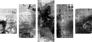 5-részes kép modern médiafestészet fekete fehérben - 100x50