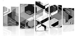 5-részes kép abzstrakt geometria fekete fehérben