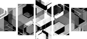 5-részes kép abzstrakt geometria fekete fehérben