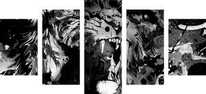 5-részes kép tigris fej fekete fehérben
