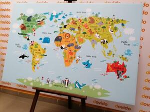 Parafa kép gyermek világ térkép álatokkal