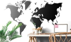 Öntapadó tapéta absztrakt világtérkép fekete fehérben
