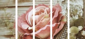 5-részes kép elegáns vintage rózsa