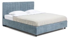 Kék kárpitozott ágyneműtartós franciaágy ágyráccsal 160x200 cm Myra Slim Line – Bonami Selection