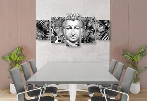 5-részes kép Buddha exotikus háttérrel fekete fehérben