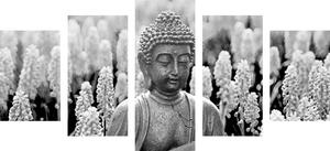 5-részes kép Budha fekete fehérben