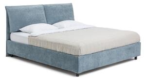 Kék kárpitozott ágyneműtartós franciaágy ágyráccsal 160x200 cm Myra Pillow – Bonami Selection