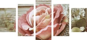 5-részes kép elegáns vintage rózsa