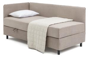 Szürkésbarna kárpitozott ágyneműtartós egyszemélyes ágy matraccal 90x200 cm Avela – Bonami Selection