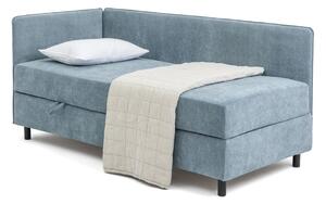Kék kárpitozott ágyneműtartós egyszemélyes ágy matraccal 90x200 cm Avela – Bonami Selection