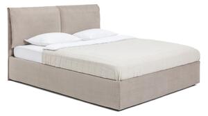 Szürkésbarna kárpitozott ágyneműtartós franciaágy ágyráccsal 180x200 cm Thessa Pillow – Bonami Selection