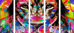 5-részes kép színes oroszlán
