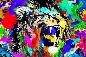 Kép színes oroszlán fej