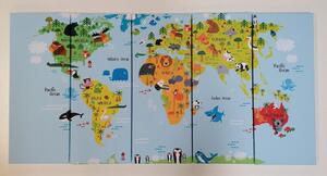 5-részes kép gyermek térkép állatokkal