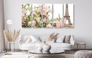 5-részes kép Eiffel torony és rózsa virágok