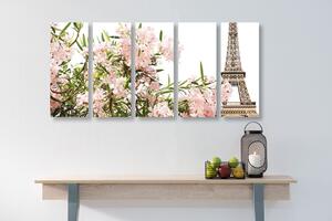 5-részes kép Eiffel torony és rózsa virágok