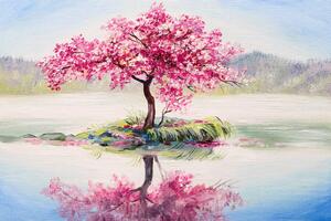 Tapéta keleti cseresznye fa rózsaszín kivitelben