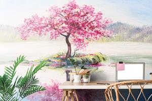 Tapéta keleti cseresznye fa rózsaszín kivitelben