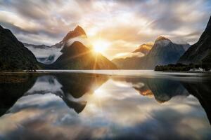 Fotótapéta gyönyörű napfelkelte Új-Zélandon